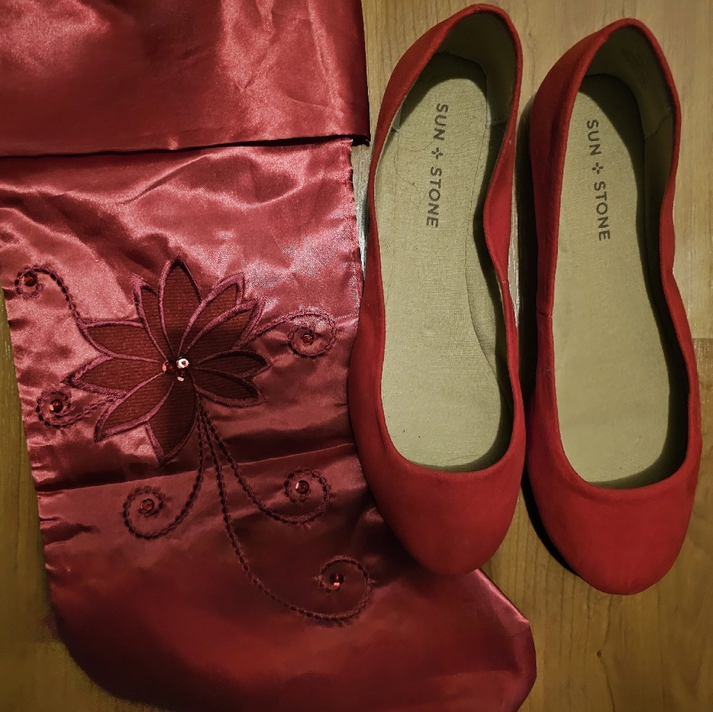 Red shoes and the Christmas stocking